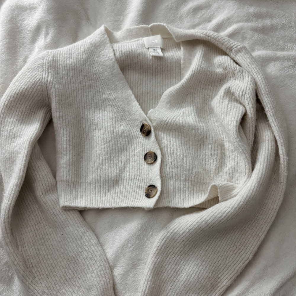 H&M Cream Button-Up Cardigan